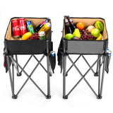 2 Pieces Folding Camping Tables with Large Capacity Storage Sink for Picnic