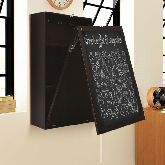 Convertible Wall Mounted Table with A Chalkboard-Brown