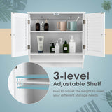 Bathroom Medicine Cabinet with Height Adjustable Shelf and Towels Bar
