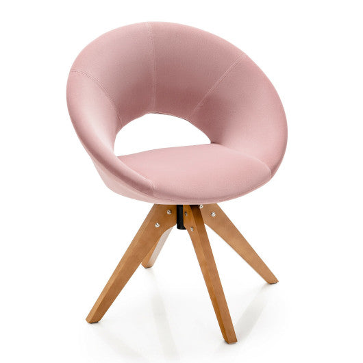 Swivel Accent Chair with Oversized Upholstered Seat for Home Office-Pink