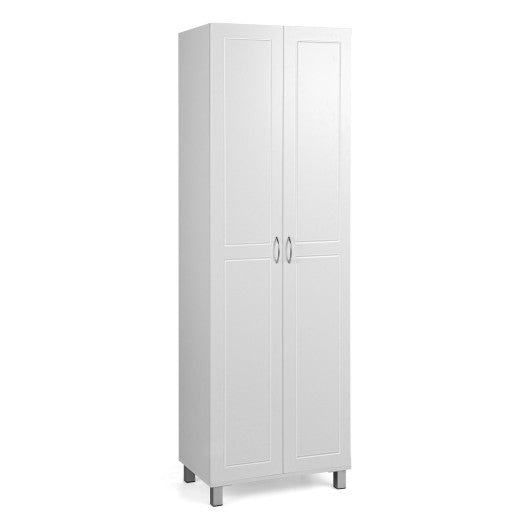 73.5 Inch Freestanding Double Door Tall Versatile Storage Organizer-White