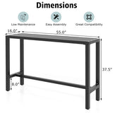 48/55 Inch Outdoor Bar Table with Waterproof Top and Heavy-duty Metal Frame-L