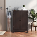 Bathroom Floor Storage Double Door Cupboard Cabinet-Brown
