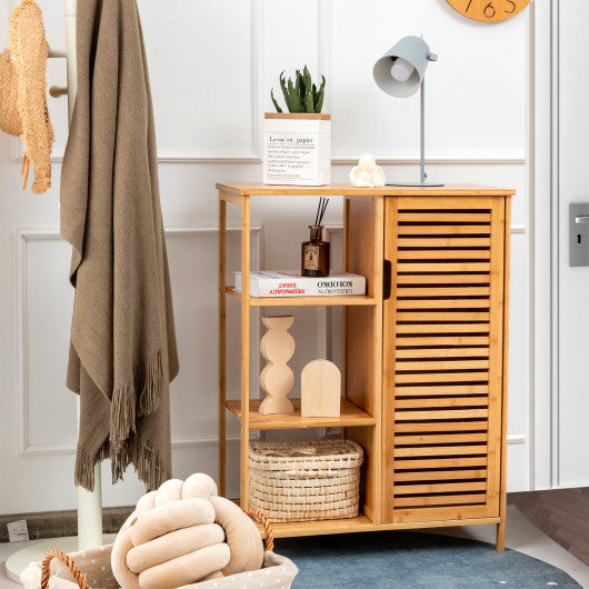 Bamboo Bathroom Storage Cabinet with Single Door-Natural