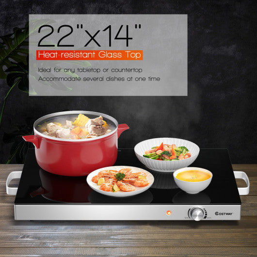 22 x 14 Inch Electric Warming Tray Hot Plate Dish Warmer with Adjustable Temperature