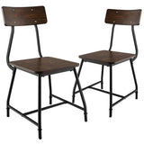 2 Pieces Modern Dining Room Side Chairs with Metal Frame-Brown