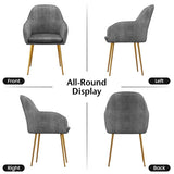 Accent Upholstered Arm Chair with Steel Gold Legs-Gray
