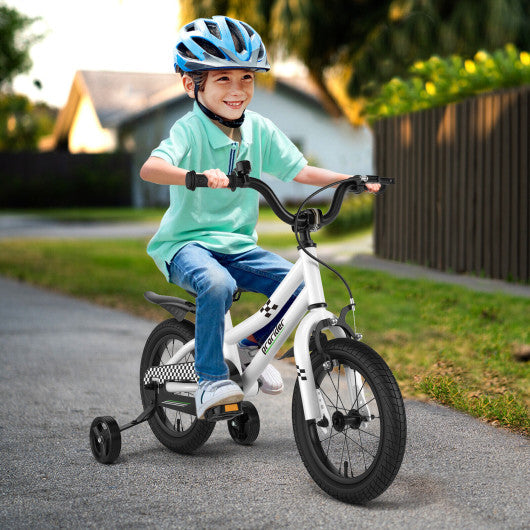 Kid s Bike with 2 Training Wheels for 3 5 Years Old White