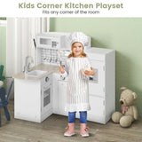 Kids Kitchen Playset Conor Kitchen Toy with Realistic Microwave and Oven Stove-Black & White