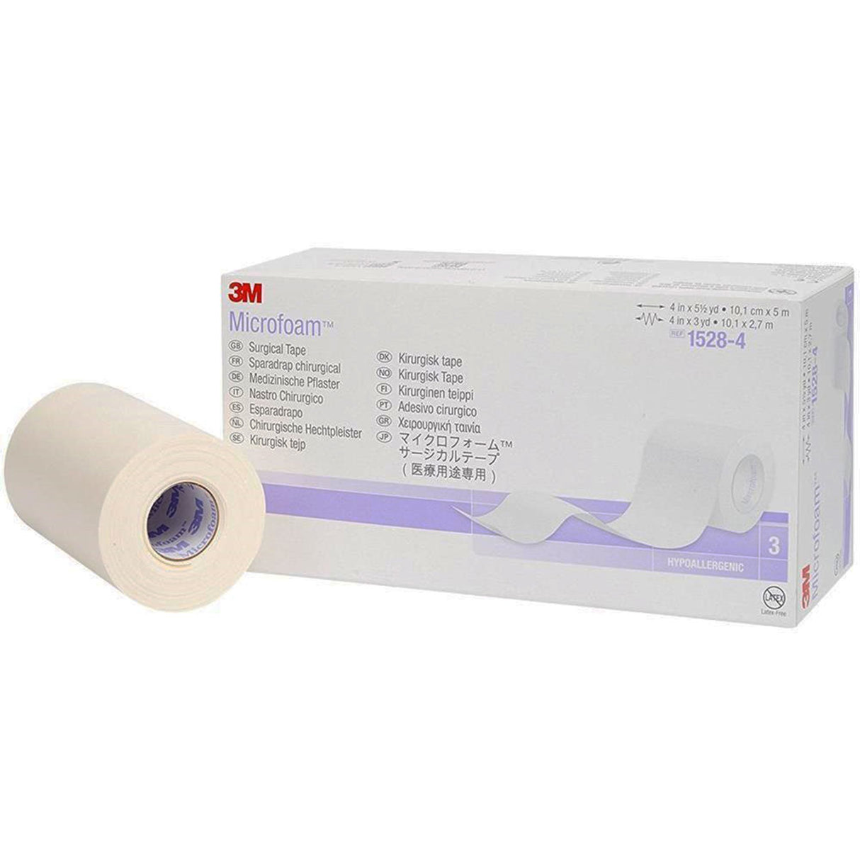3M™ Microfoam™ Foam / Acrylic Adhesive Medical Tape, 4 Inch x 5-1/2 Yard, White