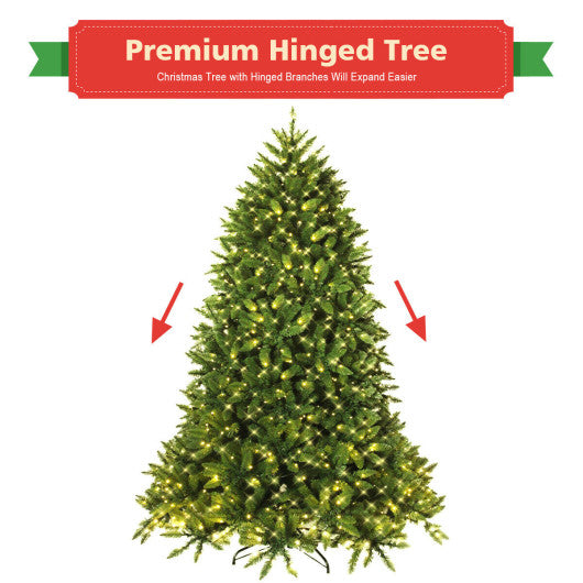 Premium Hinged Artificial Fir Christmas Tree with LED Lights-6 ft