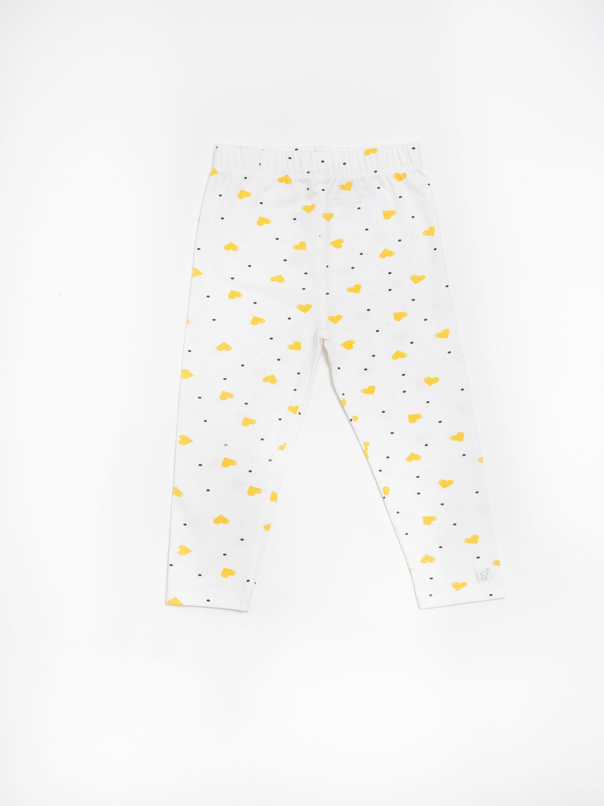 Organic Cotton Leggings - Yellow Hearts by Little Moy