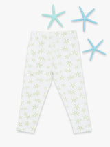 Organic Cotton Leggings - Green Starfish by Little Moy
