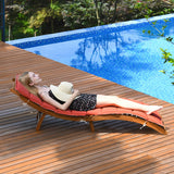 Folding Patio Lounge Chair with Double-Sided Cushioned Seat