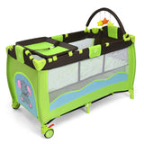 Green Portable Baby Crib Infant Bassinet Bed