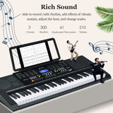 61-Key Electronic Keyboard Piano Set with Full Size Lighted Keys