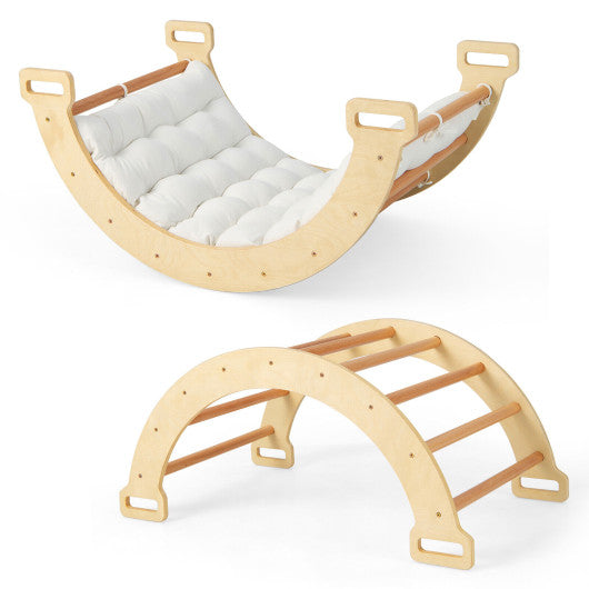 2-in-1 Arch Rocker with Soft Cushion for Toddlers-Natural