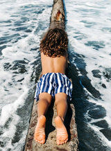 Navy Stripes - Kids Swim Trunks by Bermies