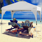 10 x 10 Feet Outdoor Pop-up Camping Canopy Tent with Roller Bag-White