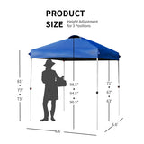 6.6  x 6.6 Feet Outdoor Pop Up Camping Canopy Tent with Roller Bag-Blue