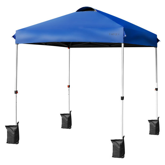 6.6  x 6.6 Feet Outdoor Pop Up Camping Canopy Tent with Roller Bag-Blue