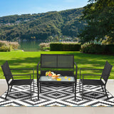 4 PCS Patio Furniture Set Sofa Coffee Table Steel Frame Garden-Gray