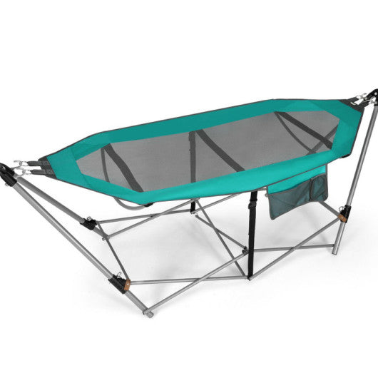 Portable Folding Hammock with Hammock Stand-Turquoise