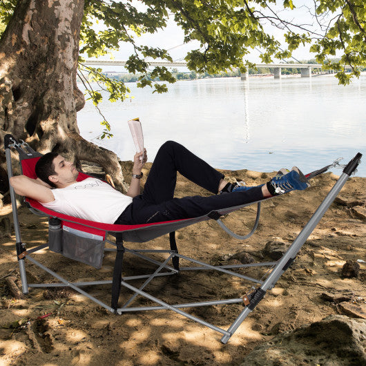 Portable Folding Hammock with Hammock Stand-Red