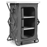 Folding Camping Storage Cabinet with 3 Shelves and Carry Bag-M