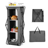 Folding Camping Storage Cabinet with 3 Shelves and Carry Bag-XL