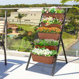 5-tier Vertical Garden Planter Box Elevated Raised Bed with 5 Container-Brown