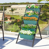5-tier Vertical Garden Planter Box Elevated Raised Bed with 5 Container-Green