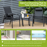 3 Pieces Patio Bistro Furniture Set with Adjustable Backrest-Black