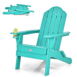 Foldable Weather Resistant Patio Chair with Built-in Cup Holder-Turquoise