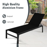 6-Position Chaise Lounge Chairs with Rustproof Aluminium Frame-Black