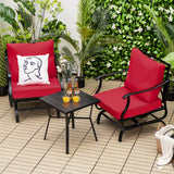 3 Piece Patio Rocking Chair Set with Coffee Table-Red