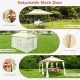 10 Feet x 13 Feet Tent Canopy Shelter with Removable Netting Sidewall-Beige