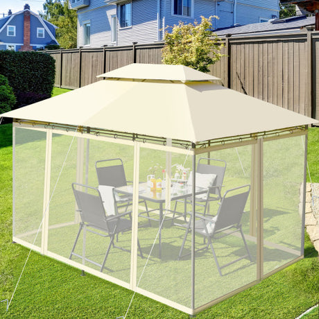 10 Feet x 13 Feet Tent Canopy Shelter with Removable Netting Sidewall-Beige