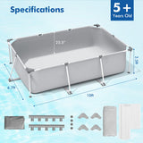 Above Ground Swimming Pool with Pool Cover-Gray