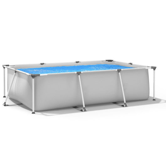 Above Ground Swimming Pool with Pool Cover-Gray