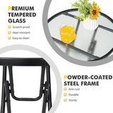 Patio Side Table with Tempered Glass Tabletop