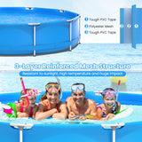 Round Above Ground Swimming Pool With Pool Cover-Blue