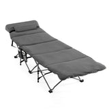 Folding Retractable Travel Camping Cot with Mattress and Carry Bag-Gray