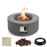 27.5 Inch Round Gas Fire Pit Table with Adjustable Flame-Gray