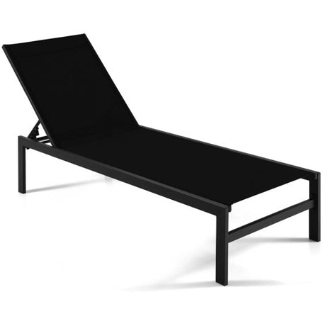 6-Position Chaise Lounge Chairs with Rustproof Aluminium Frame-Black