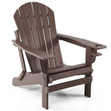 Patio All-Weather Folding Adirondack Chair with Pull-Out Ottoman-Brown