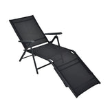 Patio Foldable Chaise Lounge Chair with Backrest and Footrest-Black