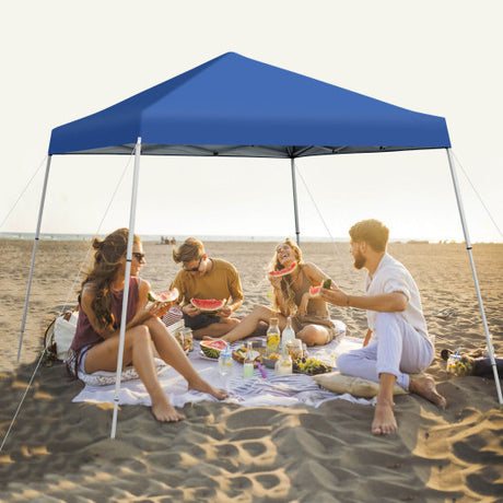 10 x 10 Feet Outdoor Instant Pop-up Canopy with Carrying Bag-Blue