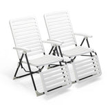 PP Folding Patio Chaise Lounger with 7-Level Backrest and Cozy Footrest