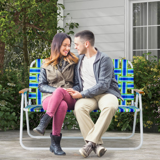 2-Person Folding Chair with Armrest for Backyard